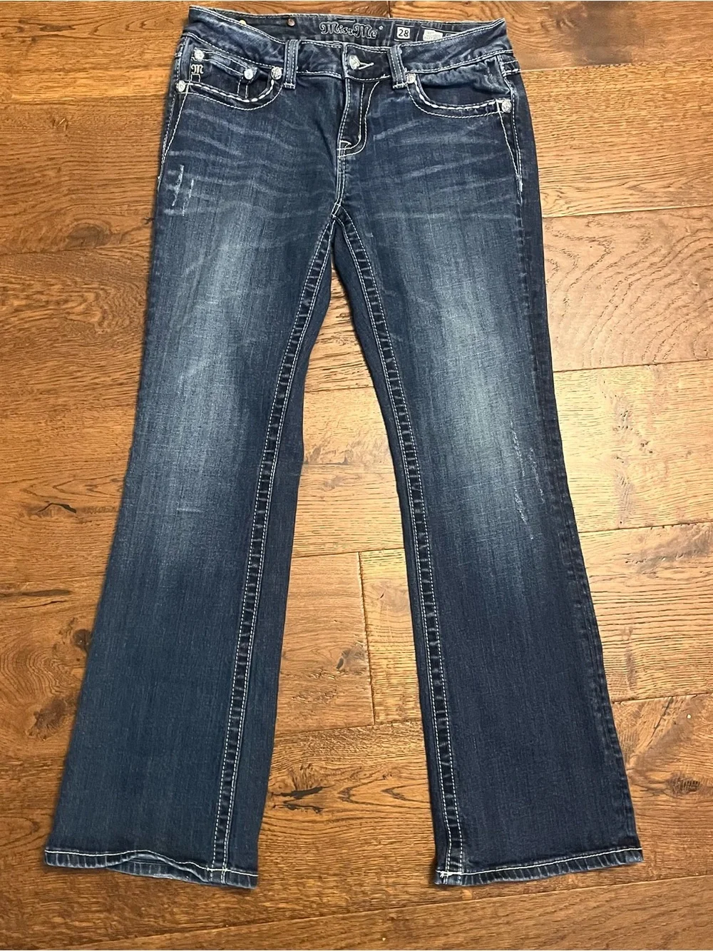 Miss Me Easy Boot y2K bling western Jeans distressed Embellished Back Pockets